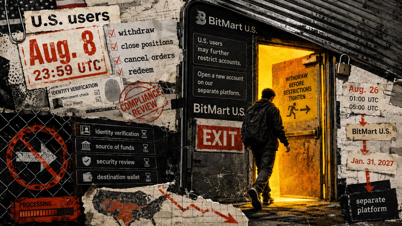 BitMart dá dias para americanos retirar criptomoedas antes de novas verificações de conformidade congelarem ativos