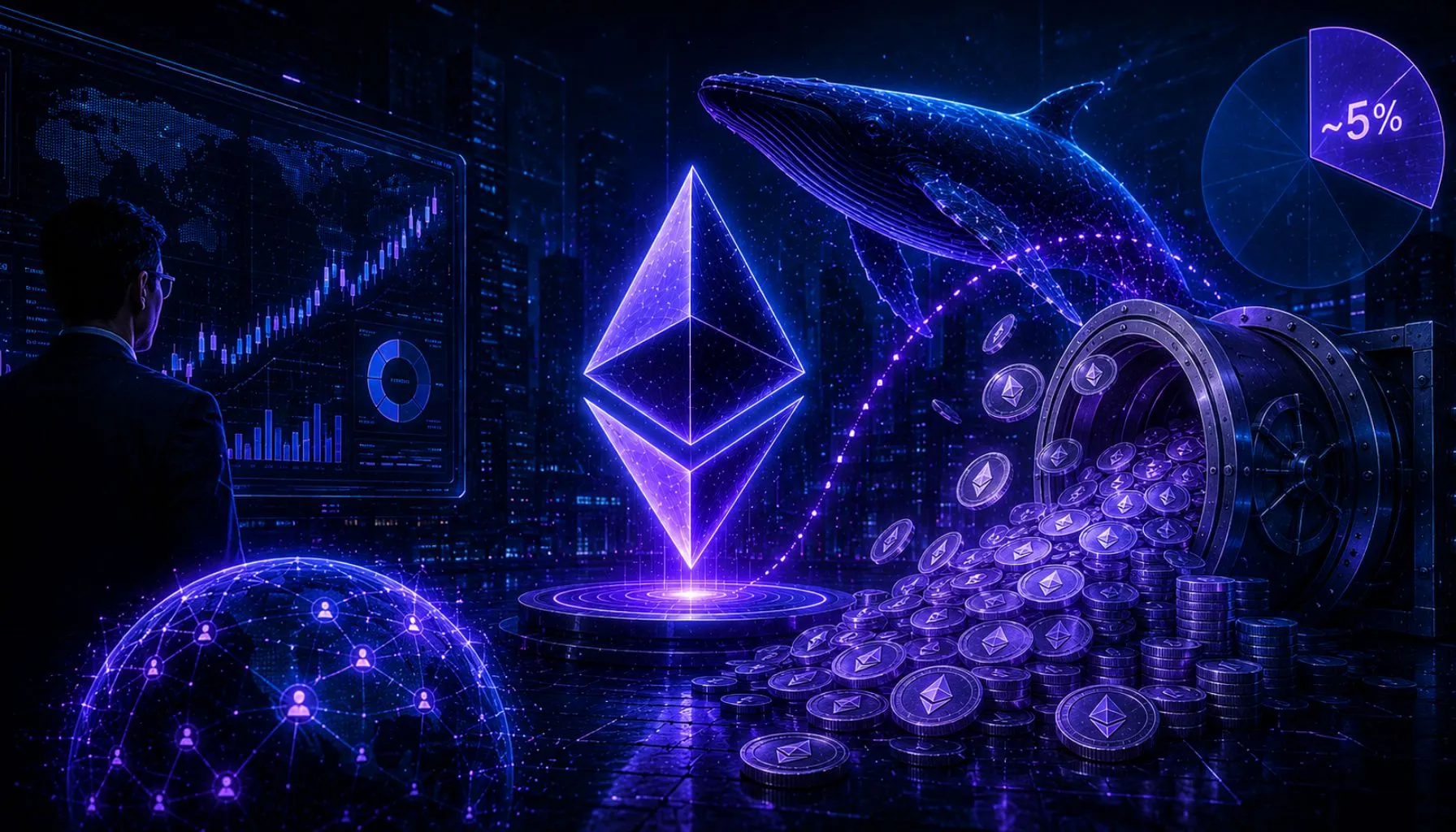 Bitmine de Tom Lee compra mais $213M em ETH, chegando perto de 5% do fornecimento total
