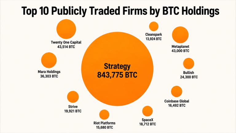 The Million-Bitcoin Power Bloc: Top 10 Public Firms Dominating Wall Street