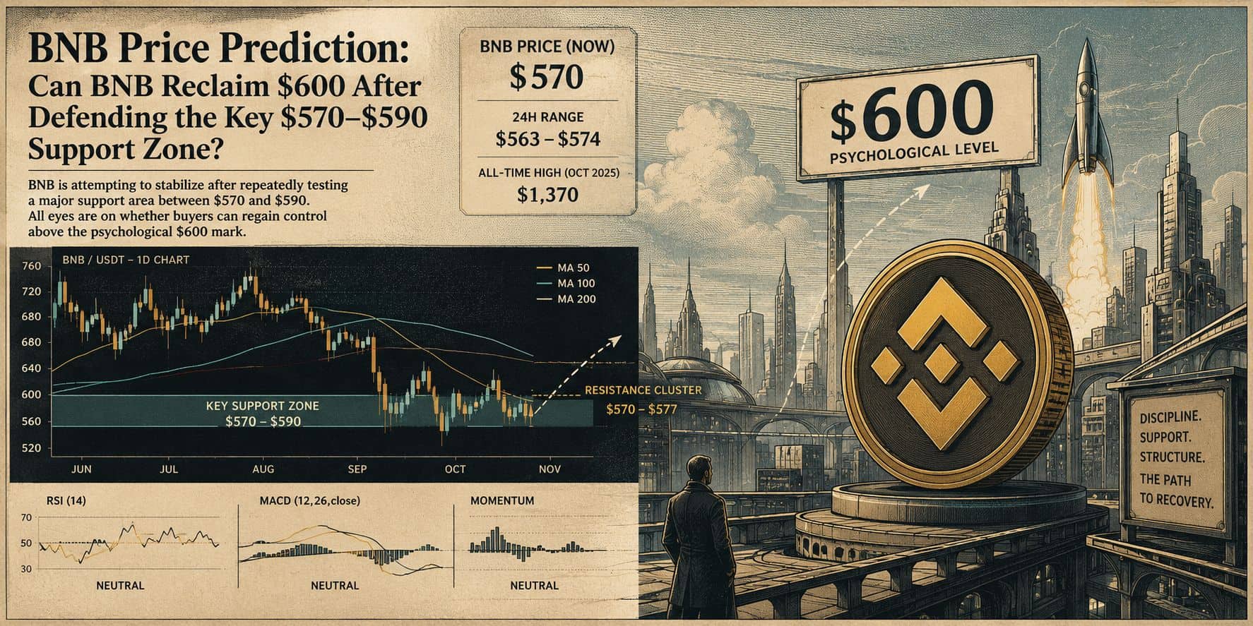 BNB Price Battle: Can It Reclaim the $600 Milestone After Defending Key Support?