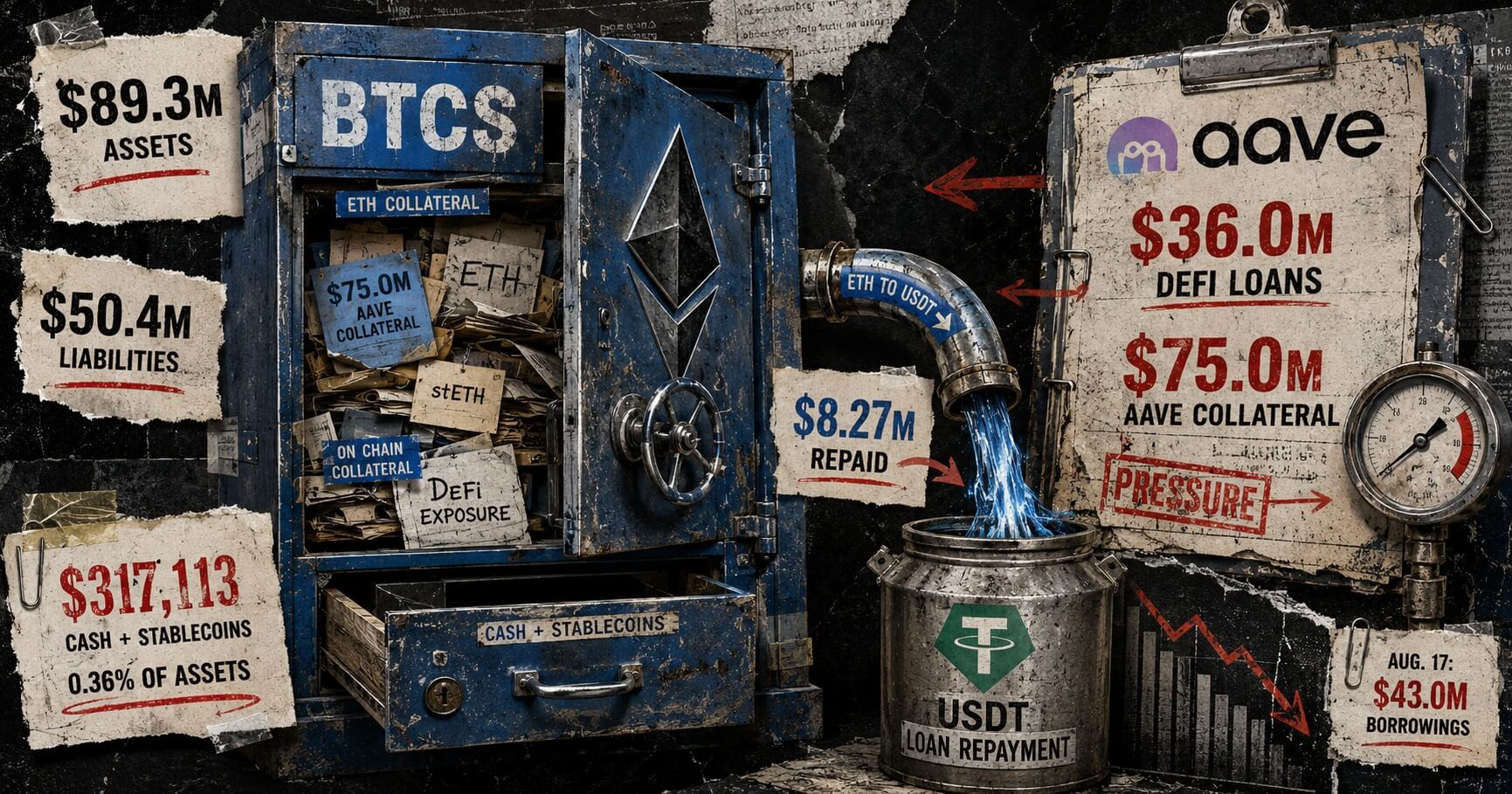 BTCS repays Aave debt with Ethereum, ends Q2 with just $317,000 in cash