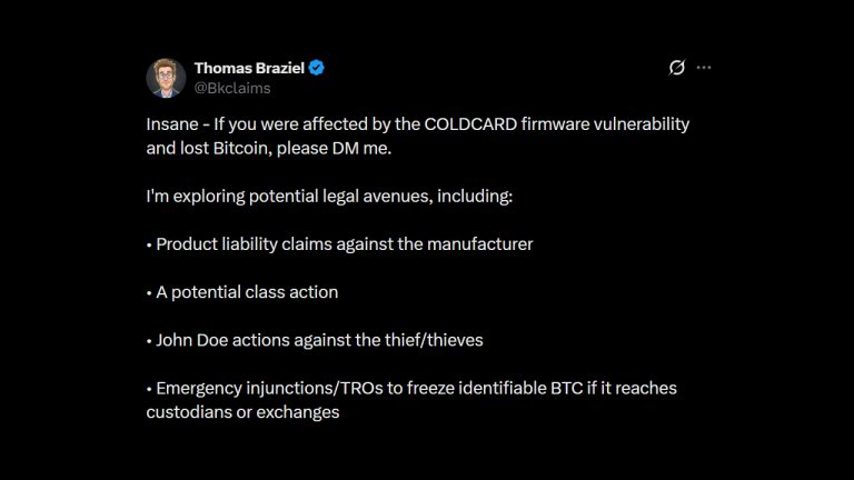 Coinkite Faces Class Action as Coldcard Wallet Bug Costs Users Over 1,300 BTC