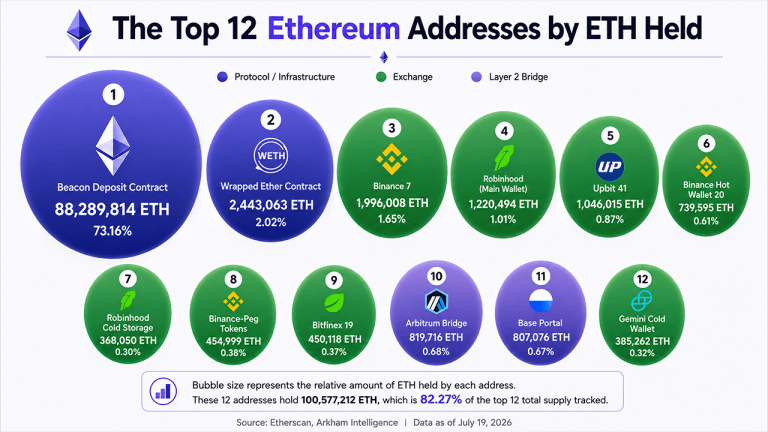 O Segredo das Baleias: 12 Carteiras da Ethereum Revelam 6 Corretoras Controlando Milhões de ETH