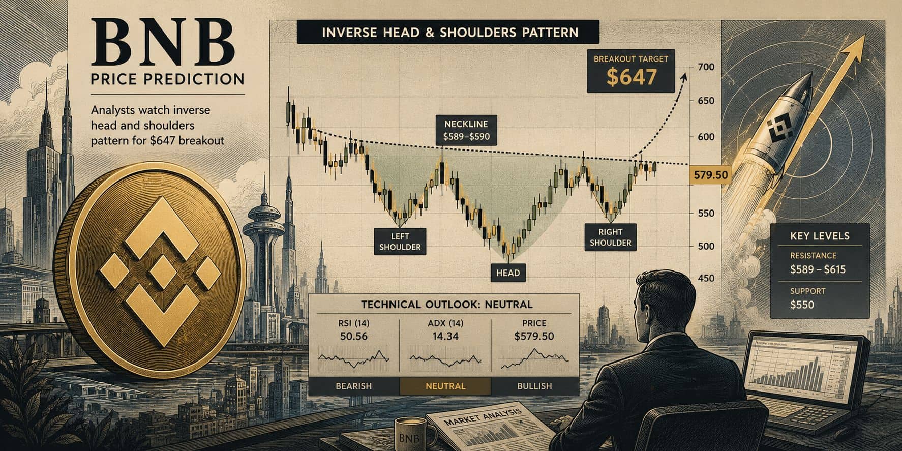 BNB Breakout Imminent? Analysts Eye $647 Target as Inverse Head and Shoulders Forms