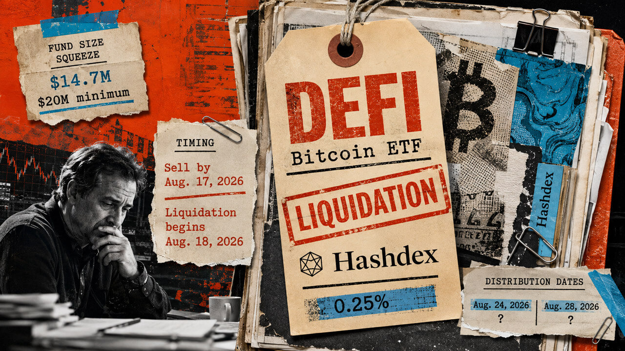 Hashdex shutting down Bitcoin ETF, leaving investors days to sell before blind, unpredictable cash out