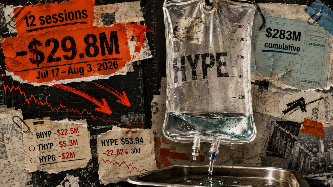 Investors haven't added a single dime to HYPE ETFs in 12 days as $30 million exodus begins