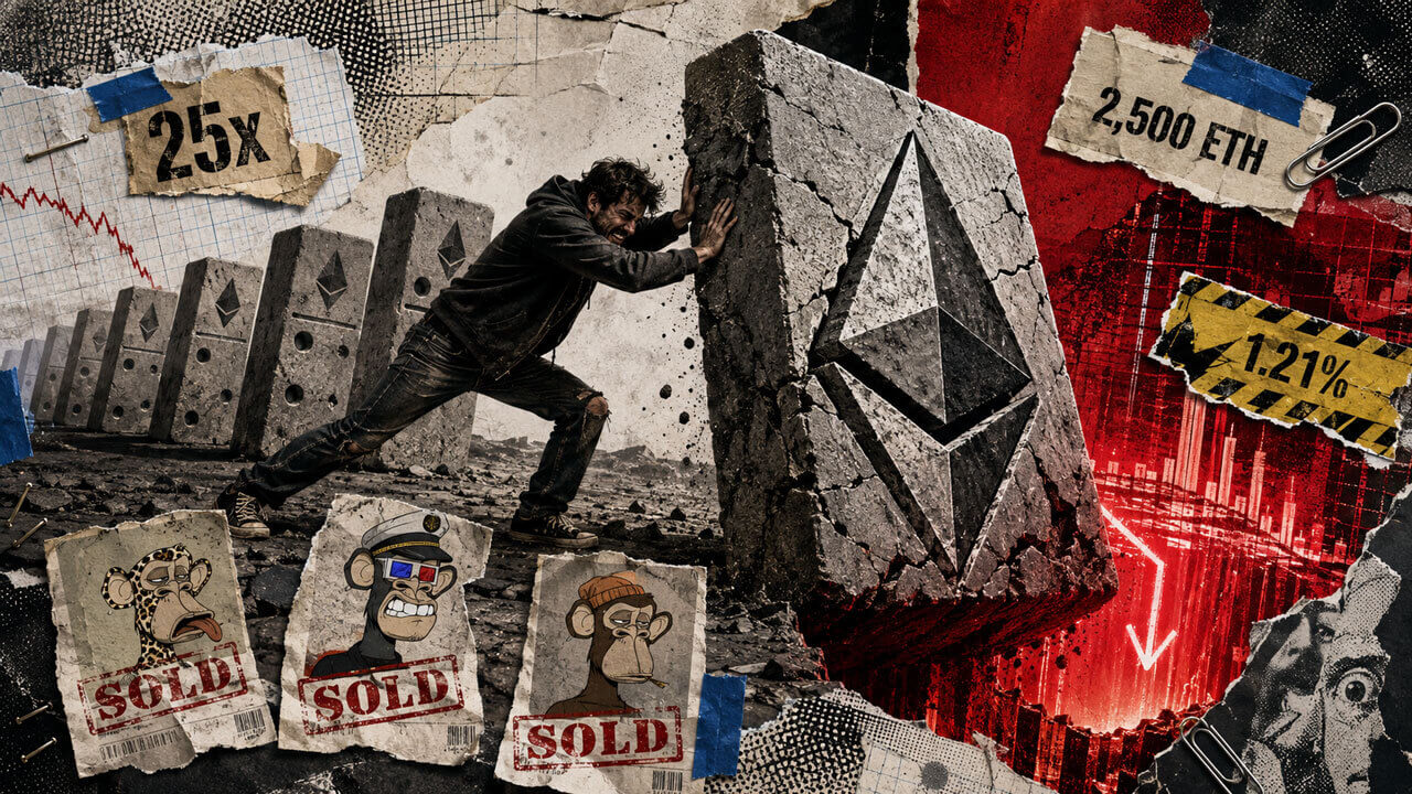 Machi Big Brother vende 3 Bored Apes para reduzir posição long em Ethereum em 52%, mas liquidação está a apenas $22 de distância