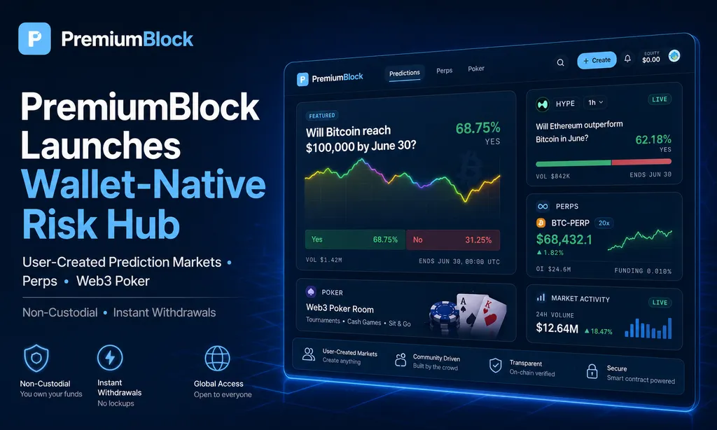Revolução no DeFi: PremiumBlock lança Hub de Risco para Mercados de Previsão e Perps