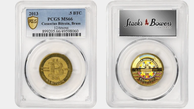 Relíquia Histórica: Token Físico de 0,5 BTC de 2013 vai a Leilão
