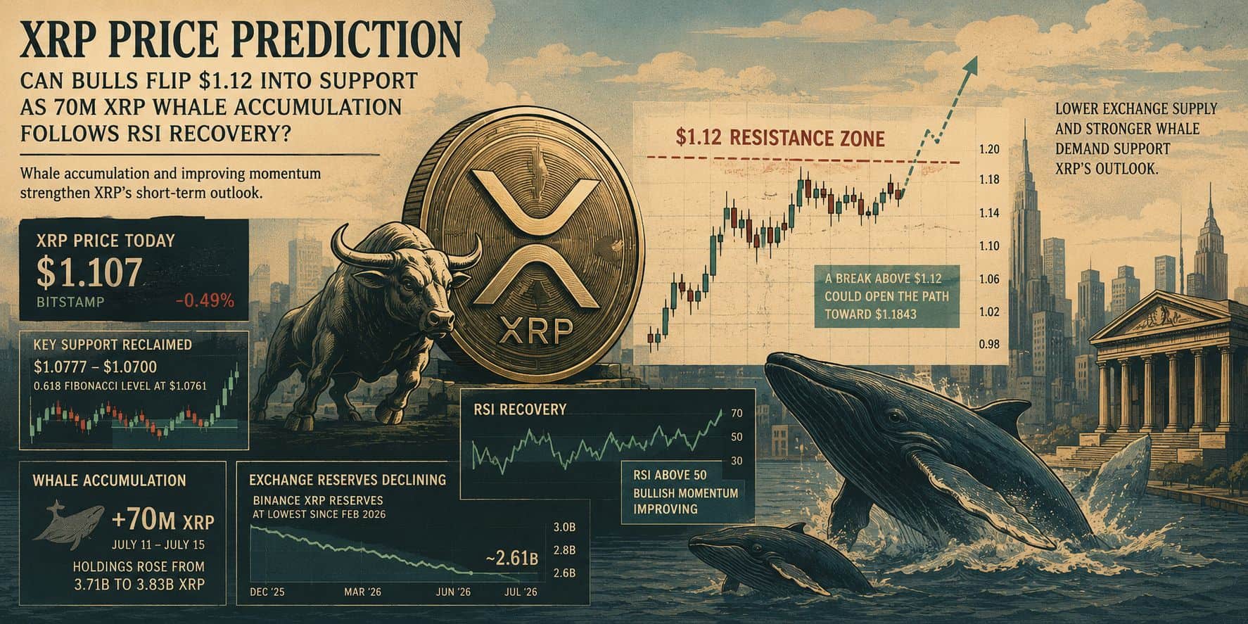 XRP Whale Alert: 70M Tokens Accumulated as Bulls Fight to Flip $1.12 into Support
